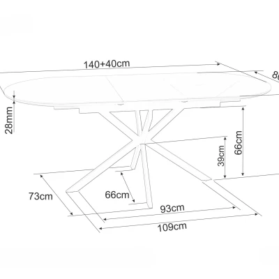 Rozkládací jídelní stůl EVELIO - šedý / černý