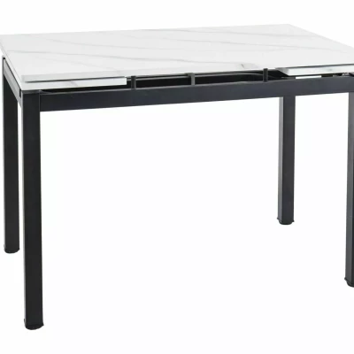 Rozkládací jídelní stůl IZYDOR - bílý mramor / černý