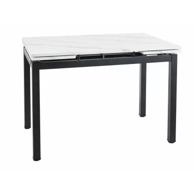 Rozkládací jídelní stůl IZYDOR - bílý mramor / černý