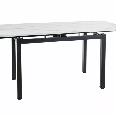 Rozkládací jídelní stůl IZYDOR - bílý mramor / černý