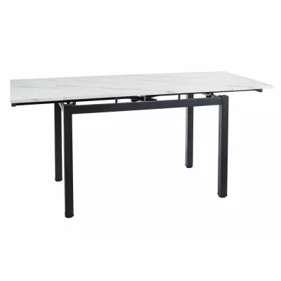 Rozkládací jídelní stůl IZYDOR - bílý mramor / černý