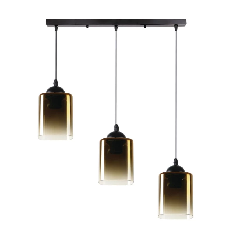 Závěsné osvětlení nad jídelní stůl SERENA - 3xE27, 40W, černé / zlaté