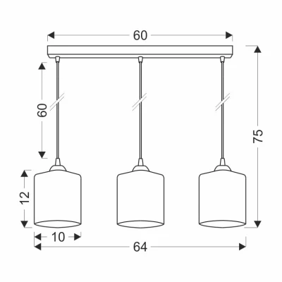Závěsné osvětlení nad jídelní stůl SERENA - 3xE27, 40W, černé / zlaté