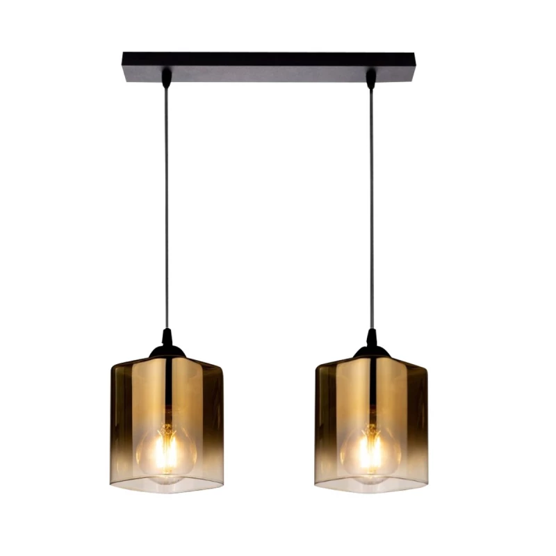 Závěsné osvětlení nad jídelní stůl SERENA - 2xE27, 40W, černé / zlaté