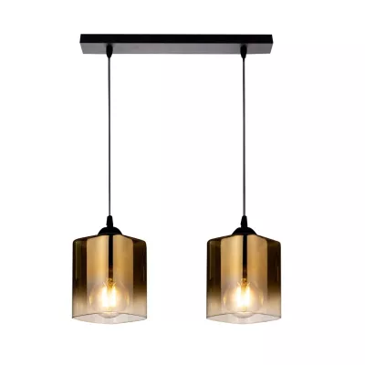 Závěsné osvětlení nad jídelní stůl SERENA - 2xE27, 40W, černé / zlaté