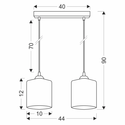Závěsné osvětlení nad jídelní stůl SERENA - 2xE27, 40W, černé / zlaté