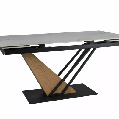Designový rozkládací stůl FARES - bílý / dub / černý
