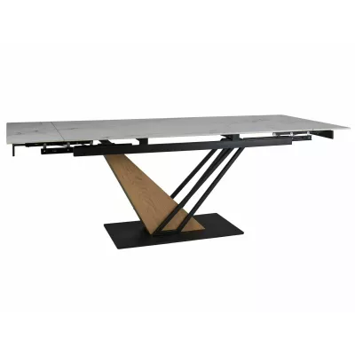 Designový rozkládací stůl FARES - bílý / dub / černý