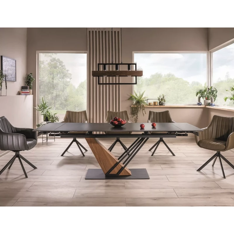 Designový jídelní stůl FARES - černý / jasan