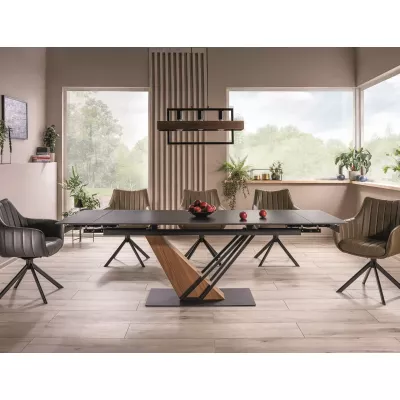 Designový jídelní stůl FARES - černý / jasan