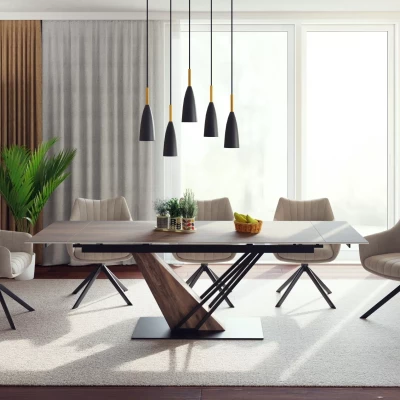 Designový rozkládací stůl FARES - dub / černý