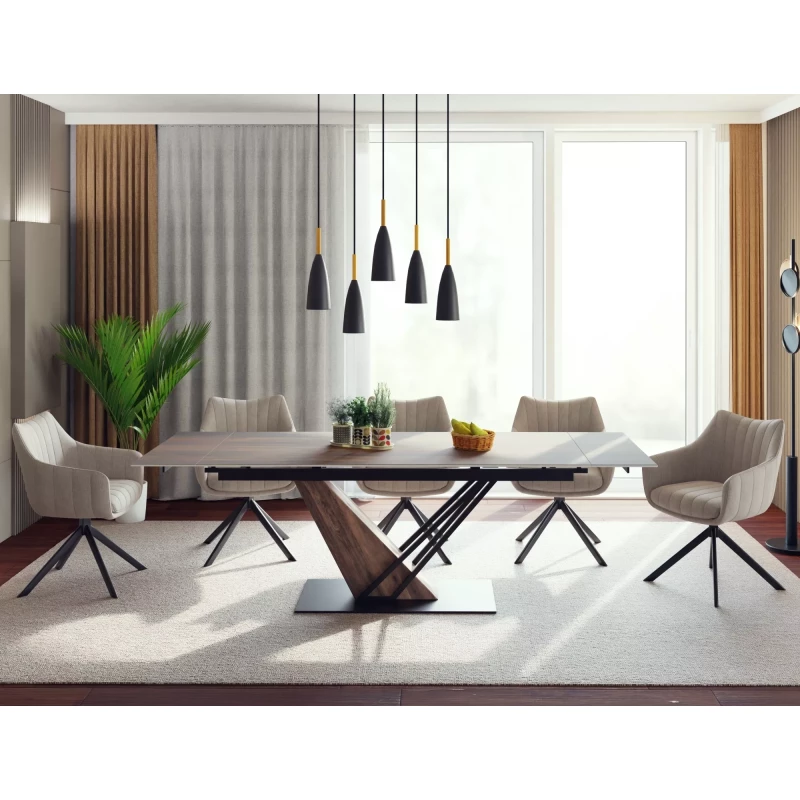 Designový rozkládací stůl FARES - dub / černý