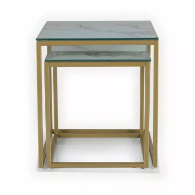 Set konferenčních stolků HIPOLIT - bílý / zlatý