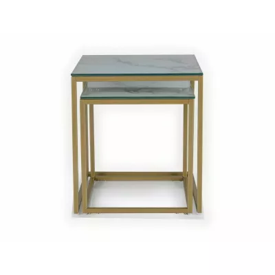 Set konferenčních stolků HIPOLIT - bílý / zlatý