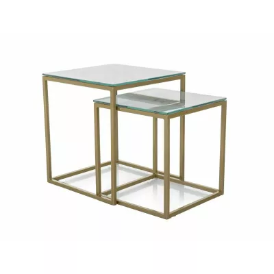 Set konferenčních stolků HIPOLIT - bílý / zlatý