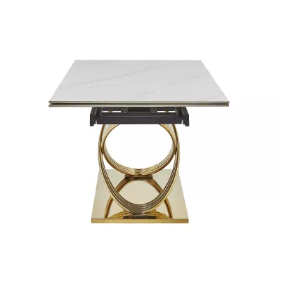 Designový rozkládací jídelní stůl NABIL - bílý / zlatý