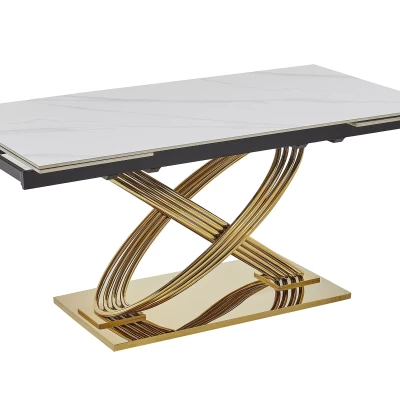 Designový rozkládací jídelní stůl NABIL - bílý / zlatý