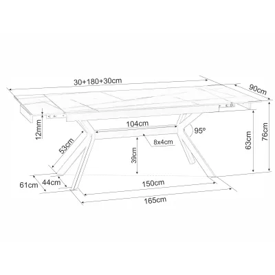 Rozkládací jídelní stůl 180(240)x90 EDITHA - bílý / černý