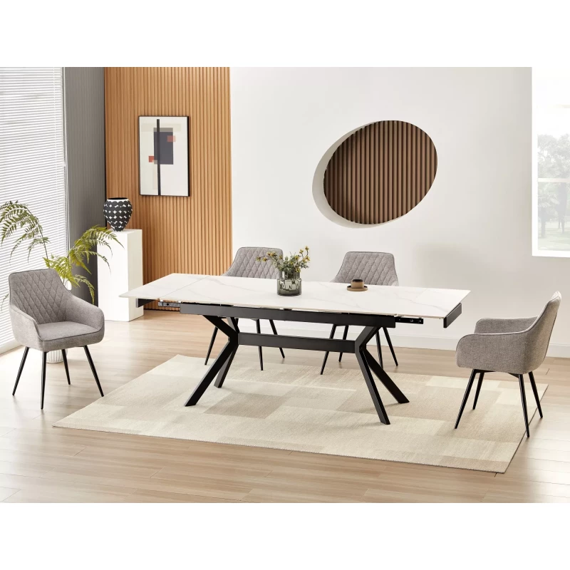 Rozkládací jídelní stůl 180(240)x90 EDITHA - bílý / černý