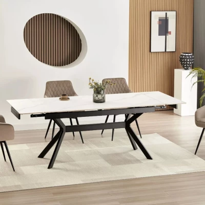 Rozkládací jídelní stůl 160(220)x90 EDITHA - bílý / černý