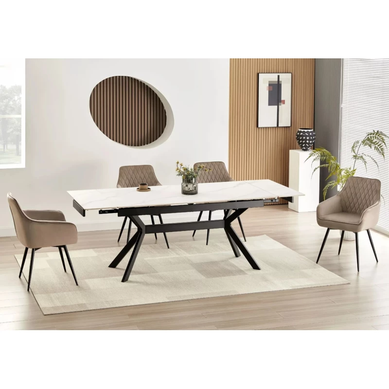 Rozkládací jídelní stůl 160(220)x90 EDITHA - bílý / černý