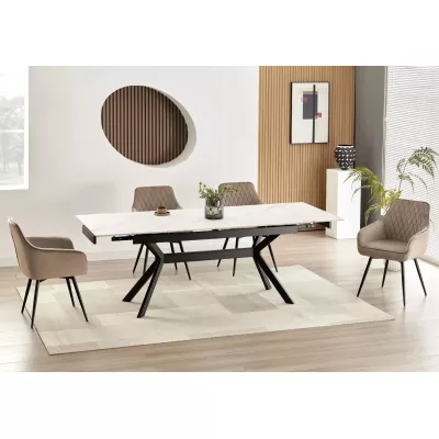 Rozkládací jídelní stůl 160(220)x90 EDITHA - bílý / černý
