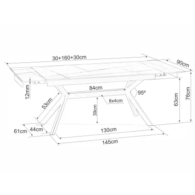Rozkládací jídelní stůl 160(220)x90 EDITHA - černý