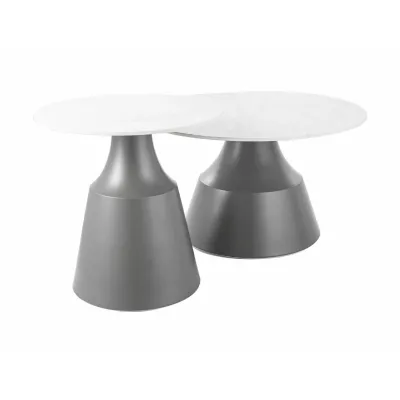 Set konferenčních stolků EDVIN - bílý / šedý