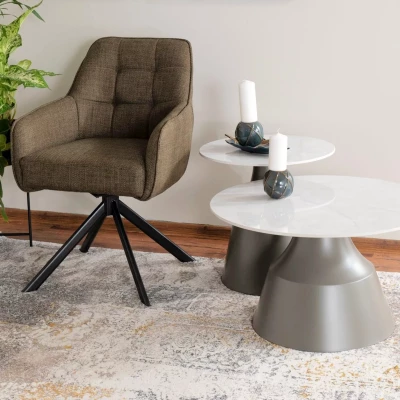 Set konferenčních stolků EDVIN - bílý / šedý