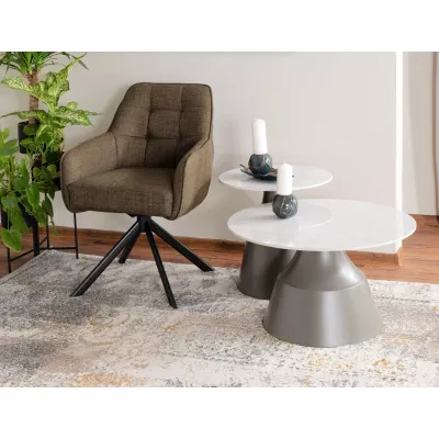 Set konferenčních stolků EDVIN - bílý / šedý