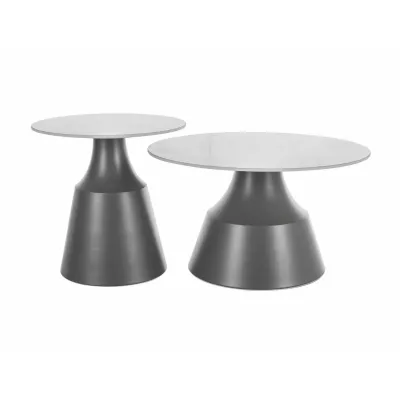 Set konferenčních stolků EDVIN - bílý / šedý