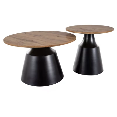 Set konferenčních stolků EDVIN - dub artisan / černý