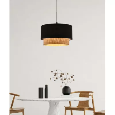 Závěsný kulatý lustr SFERIA - 1xE27, 60W, černý / béžový