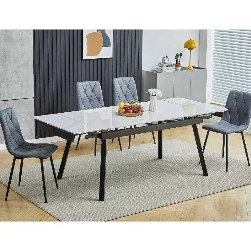 Rozkládací jídelní stůl 150(210)x90 HANIEL - bílý / černý