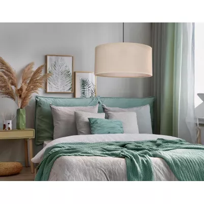 Závěsný kulatý lustr SHANTI - 1xE27, 40W, černý / béžový