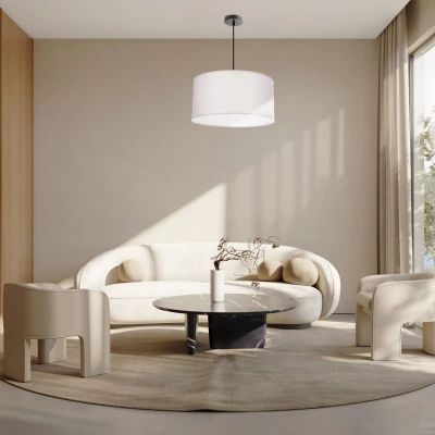 Závěsný kulatý lustr SHANTI - 1xE27, 40W, černý / šedý