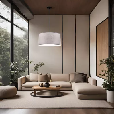 Závěsný kulatý lustr SHANTI - 1xE27, 40W, černý / šedý