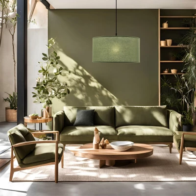 Závěsný kulatý lustr SHANTI - 1xE27, 40W, černý / mátový