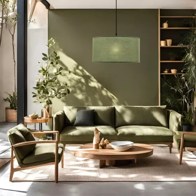 Závěsný kulatý lustr SHANTI - 1xE27, 40W, černý / mátový