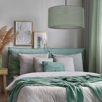 Závěsný kulatý lustr SHANTI - 1xE27, 40W, černý / mátový