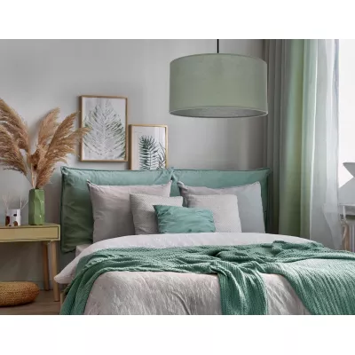 Závěsný kulatý lustr SHANTI - 1xE27, 40W, černý / mátový