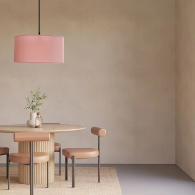 Závěsný kulatý lustr SHANTI - 1xE27, 40W, černý / vřesový růžový