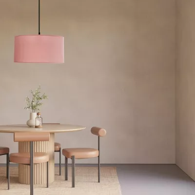 Závěsný kulatý lustr SHANTI - 1xE27, 40W, černý / vřesový růžový