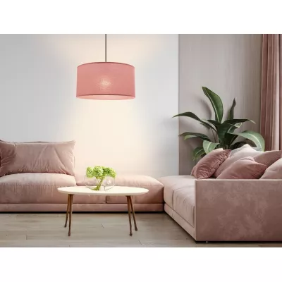 Závěsný kulatý lustr SHANTI - 1xE27, 40W, černý / vřesový růžový