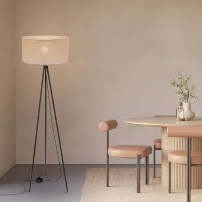 Stojací lampa trojnožka SHANTI - 1xE27, 40W, černá / béžová