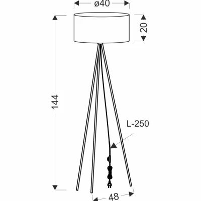 Stojací lampa trojnožka SHANTI - 1xE27, 40W, černá / mátová