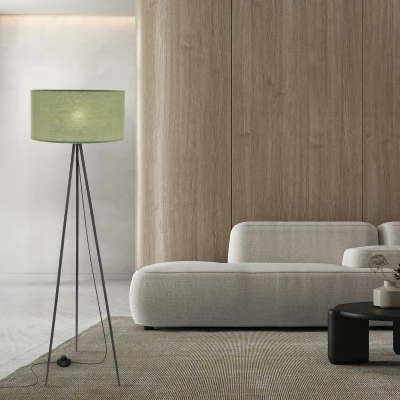 Stojací lampa trojnožka SHANTI - 1xE27, 40W, černá / mátová