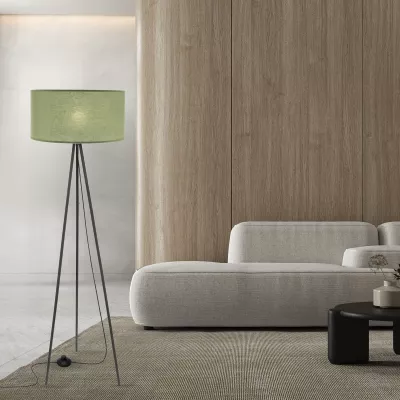 Stojací lampa trojnožka SHANTI - 1xE27, 40W, černá / mátová