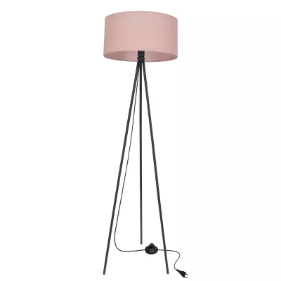 Stojací lampa trojnožka SHANTI - 1xE27, 40W, černá / vřesová růžová