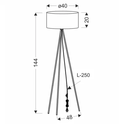Stojací lampa trojnožka SHANTI - 1xE27, 40W, černá / vřesová růžová